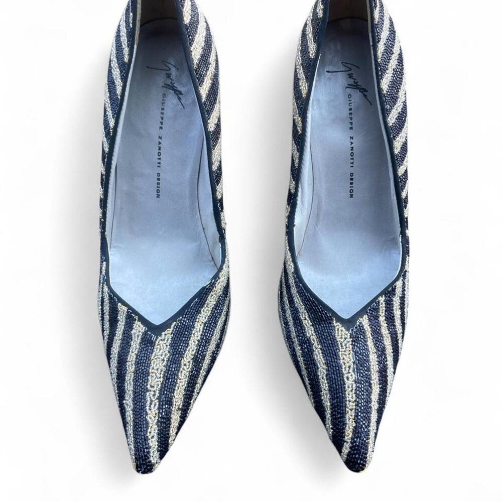Vintage Giuseppe Zanotti Beaded Zebra Pointed Pumps | 37
